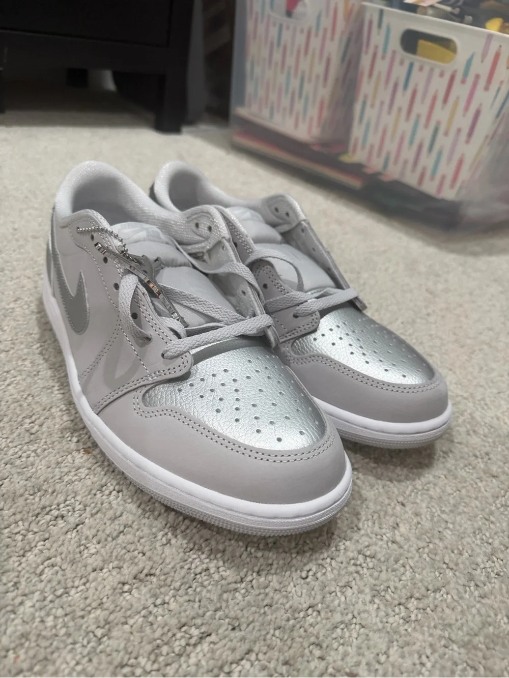 Jordan Men’s Low-Top Sneakers in Light Gray & Silver